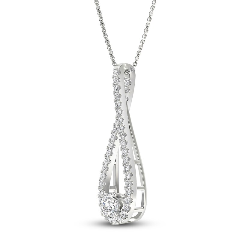 Main Image 2 of Previously Owned Diamond Pendant Necklace 3/4 ct tw Round 18K White Gold 18&quot;