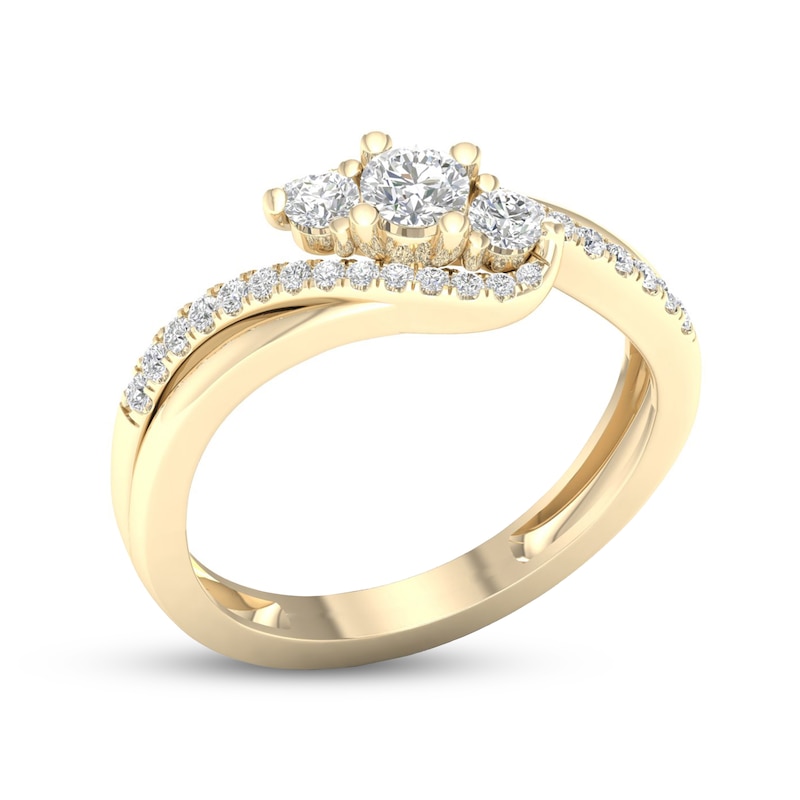 Main Image 2 of Previously Owned Diamond 3-Stone Ring 1/2 ct tw Round 10K Yellow Gold