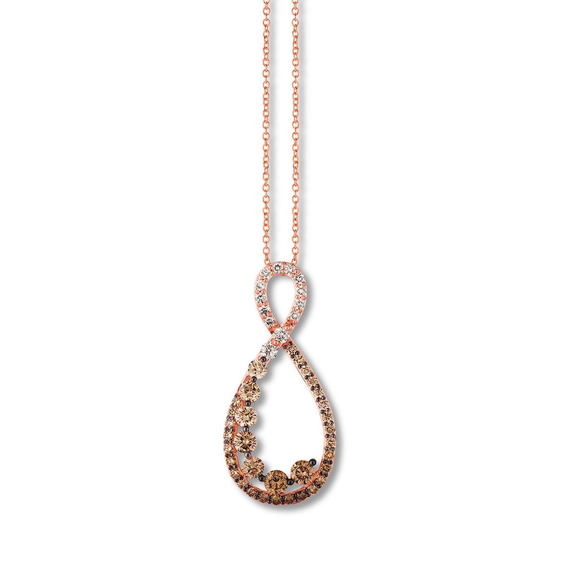 Main Image 1 of Previously Owned Le Vian Chocolate Ombre Necklace 1-1/3 ct tw Diamonds 14K Strawberry Gold