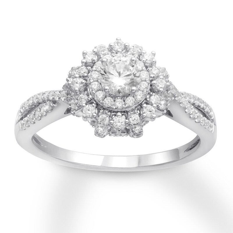 Main Image 1 of Previously Owned Diamond Engagement Ring 5/8 ct tw Round-cut 14K White Gold