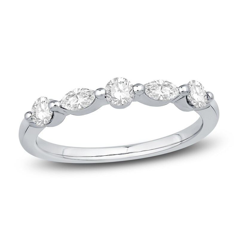 Main Image 1 of Previously Owned Diamond Anniversary Band 1/2 ct tw Round/Marquise 14K White Gold