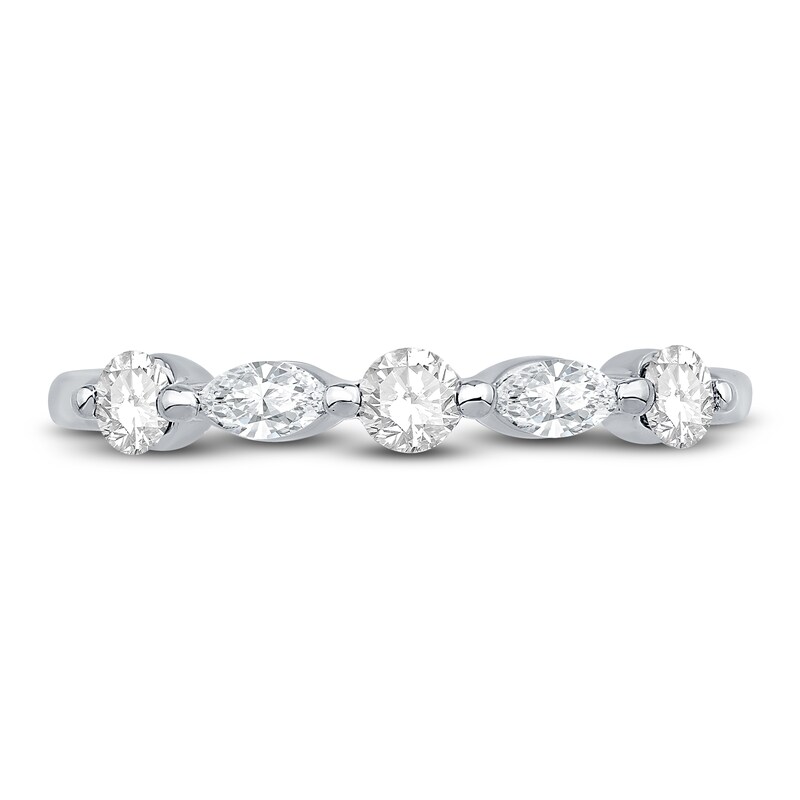 Main Image 3 of Previously Owned Diamond Anniversary Band 1/2 ct tw Round/Marquise 14K White Gold