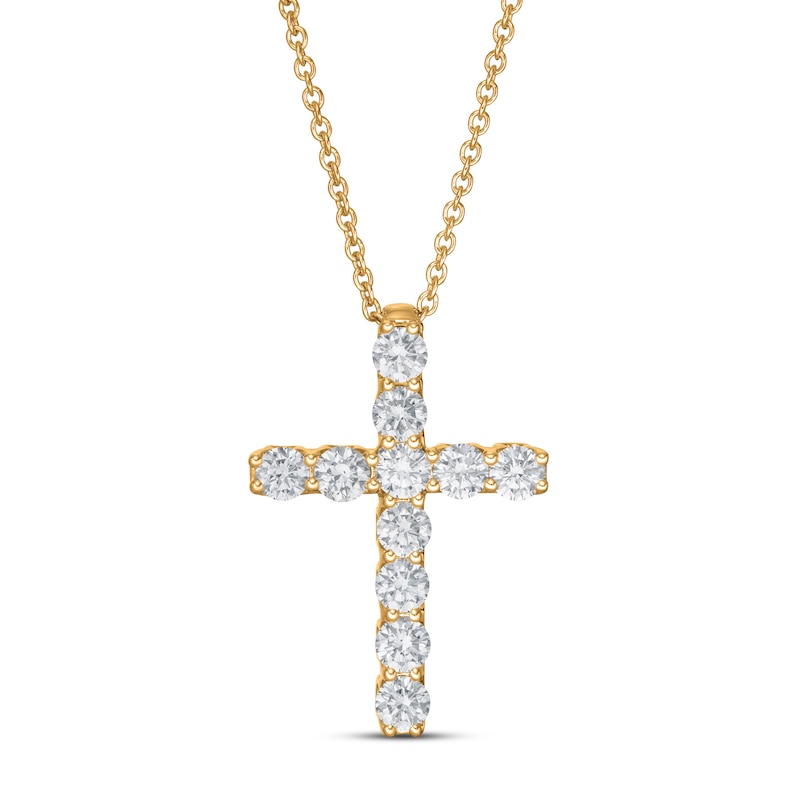 Main Image 1 of Previously Owned Lab-Grown Diamond Necklace 1 ct tw Round 14K Yellow Gold