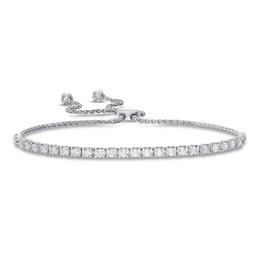 Previously Owned Lab-Grown Diamond Bolo Tennis Bracelet 1 ct tw Round 14K White Gold