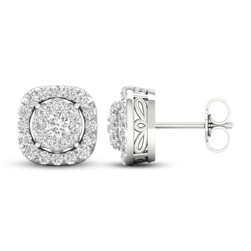 Main Image 2 of Previously Owned Lab-Grown Diamond Stud Earrings 1 ct tw Round 14K White Gold