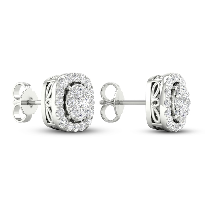 Main Image 3 of Previously Owned Lab-Grown Diamond Stud Earrings 1 ct tw Round 14K White Gold