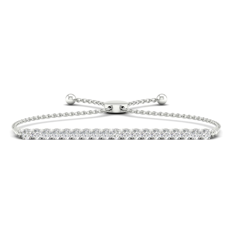 Main Image 1 of Previously Owned Lab-Grown Diamond Bolo Bracelet 3 ct tw Round 14K White Gold