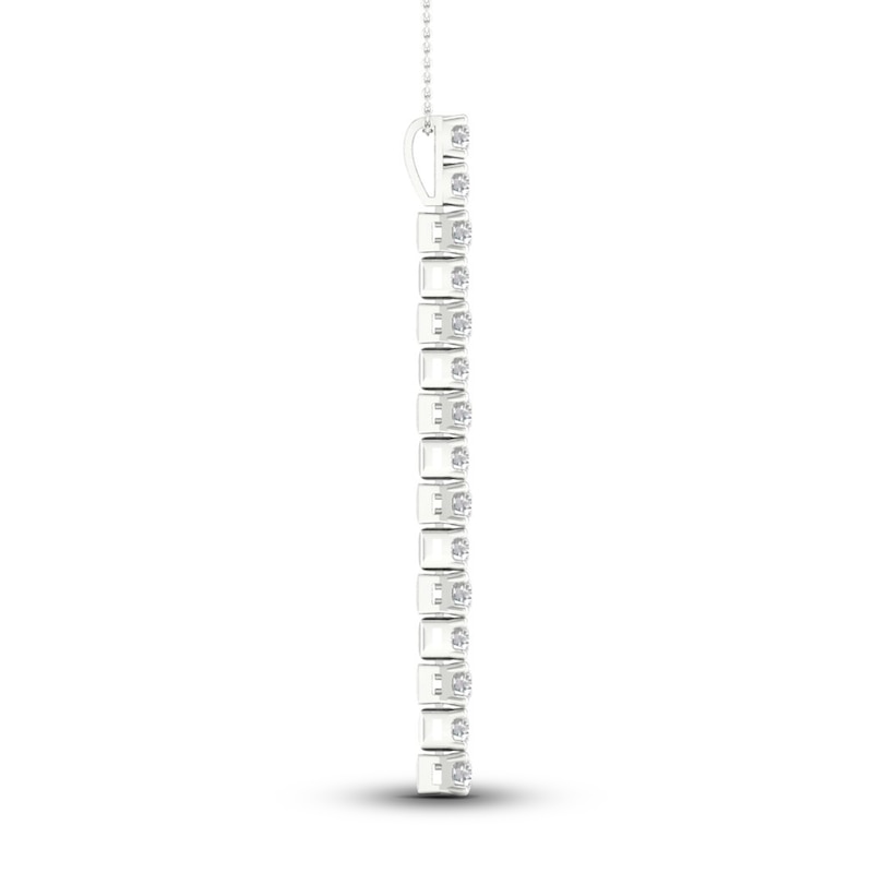 Main Image 3 of Previously Owned Lab-Grown Diamond Necklace 2 ct tw Round 14K White Gold
