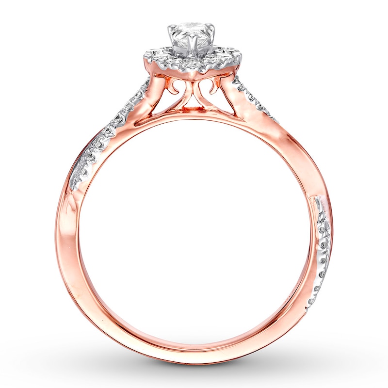 Main Image 2 of Previously Owned Diamond Promise Ring 1/2 ct tw Pear/Round 10K Rose Gold