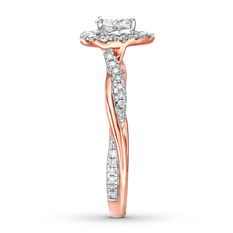Main Image 3 of Previously Owned Diamond Promise Ring 1/2 ct tw Pear/Round 10K Rose Gold