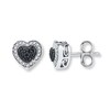 Thumbnail Image 1 of Previously Owned Black/White Diamond Heart Earrings 1/4 ct tw Sterling Silver
