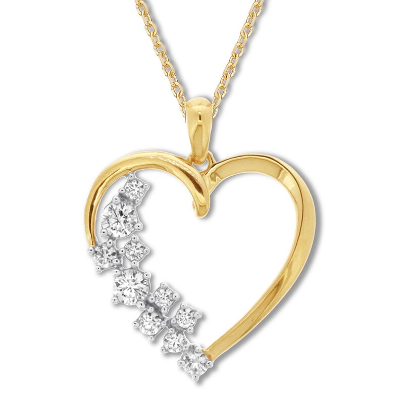 Main Image 1 of Previously Owned Scattered Diamond Heart Necklace 1/3 ct tw 10K Yellow Gold