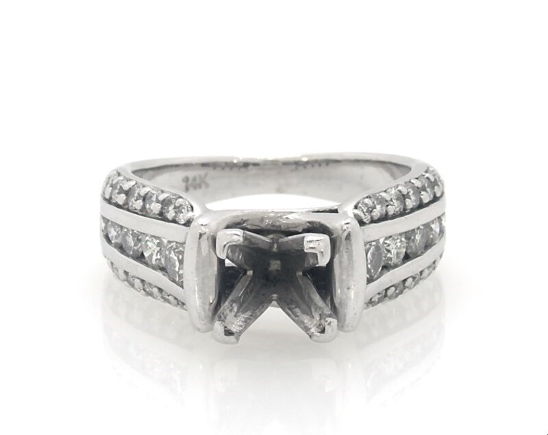Main Image 1 of Previously Owned Diamond Engagement Ring Setting 3/4 ct tw 14K White Gold