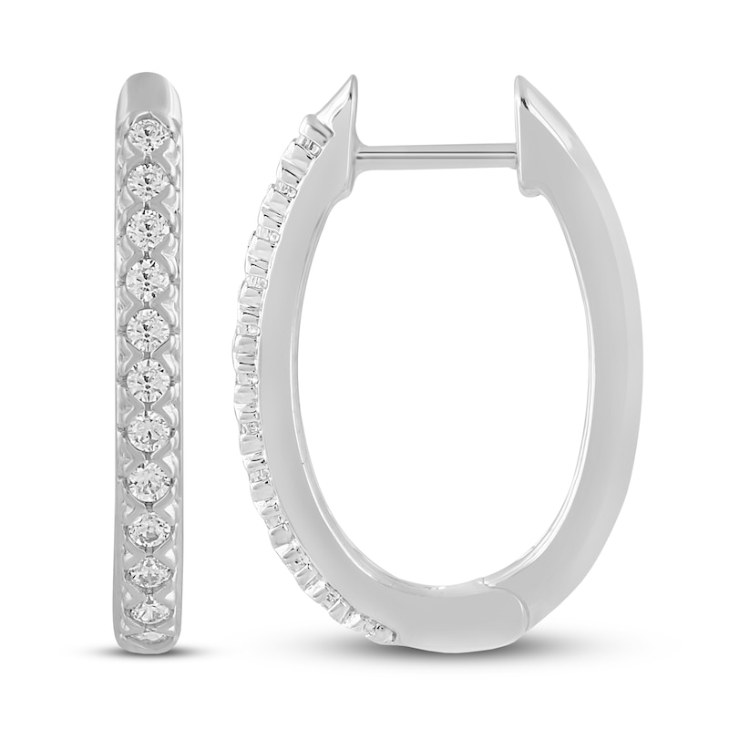 Main Image 1 of Previously Owned Diamond Hoop Earrings 1/4 ct tw Round 10K White Gold