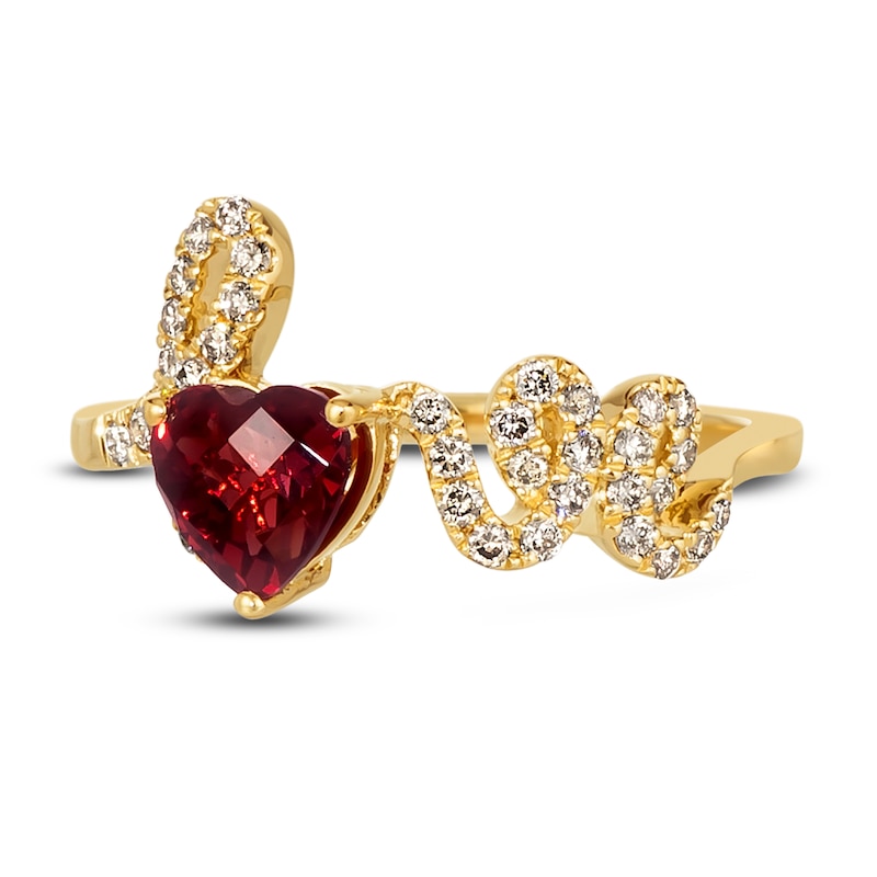 Main Image 2 of Previously Owned Le Vian Natural Garnet Heart Ring 1/4 ct tw Diamonds 14K Honey Gold