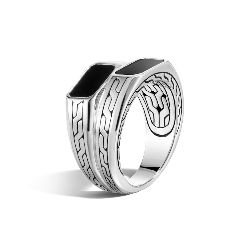 Main Image 3 of Previously Owned John Hardy Men's Classic Chain Stacked Signet Ring Sterling Silver