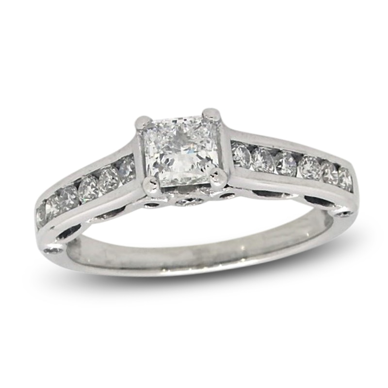 Previously Owned Diamond Engagement Ring 7/8 ct tw Princess/Round 14K ...