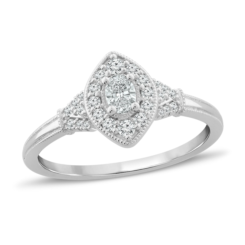 Main Image 1 of Previously Owned Diamond Promise Ring 1/3 ct tw Round/Oval 10K White Gold