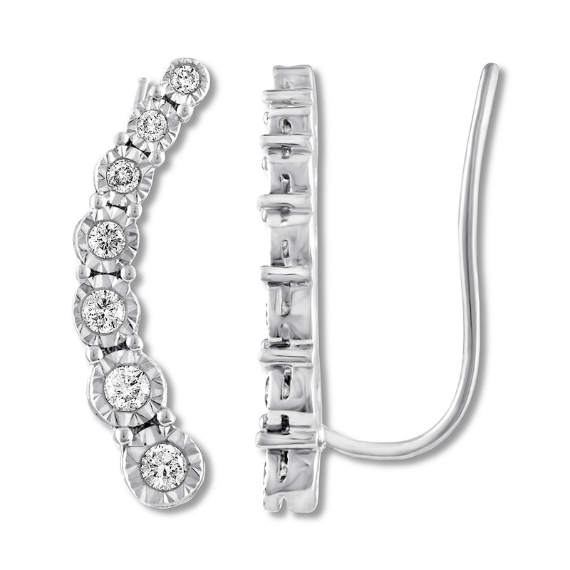 Main Image 1 of Previously Owned Diamond Earring Climbers 1/4 ct tw Round-cut 10K White Gold