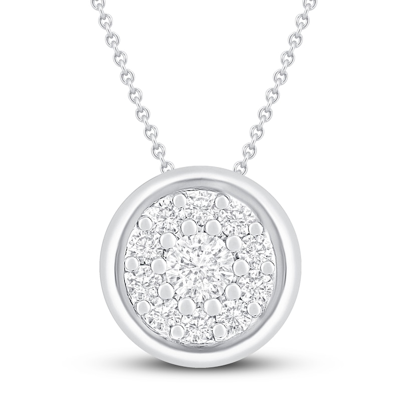 Main Image 1 of Previously Owned Diamond Necklace 1/4 ct tw Round 10K White Gold