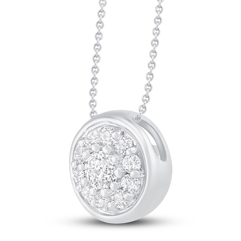 Main Image 2 of Previously Owned Diamond Necklace 1/4 ct tw Round 10K White Gold