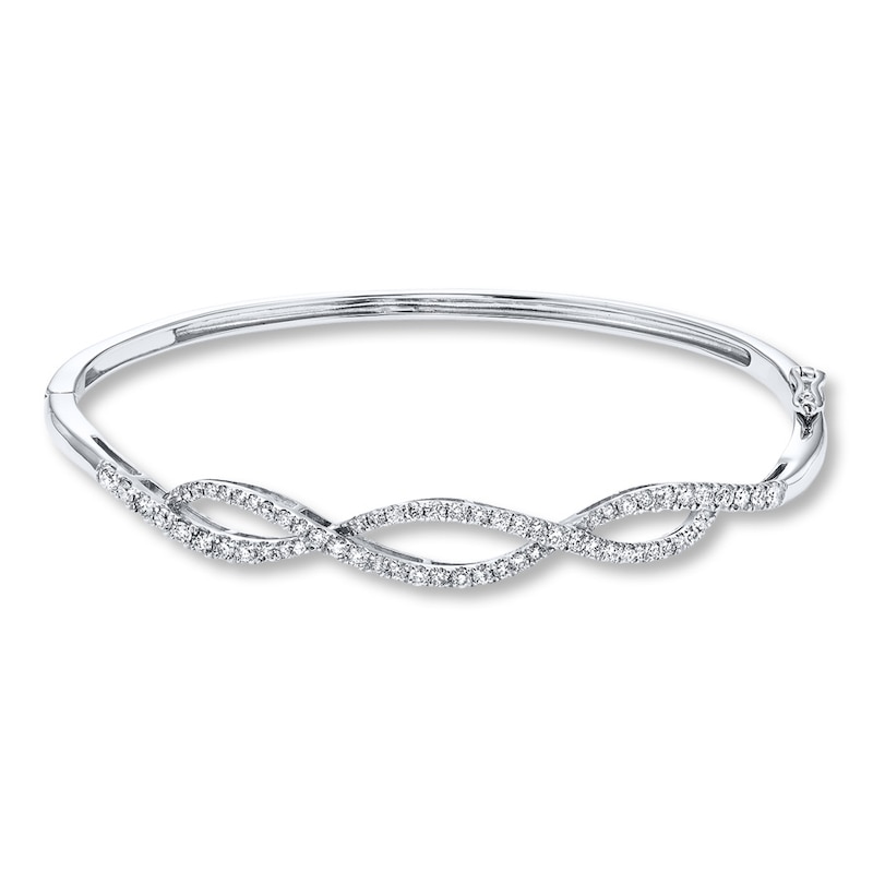 Main Image 1 of Previously Owned Diamond Bangle 1 ct tw Round 14K White Gold