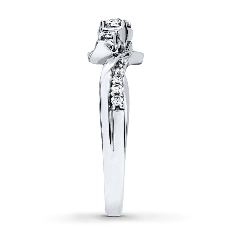 Main Image 3 of Previously Owned Diamond Three-Stone Ring 1/3 ct tw Round-cut 14K White Gold