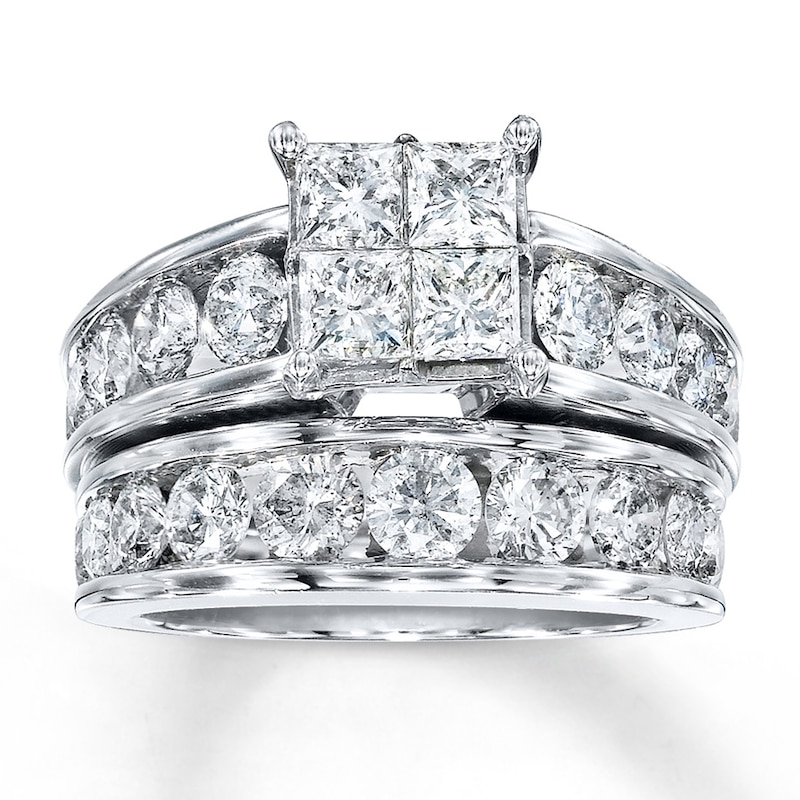Previously Owned Diamond Bridal Set 4 ct tw Princess-cut 14K Gold