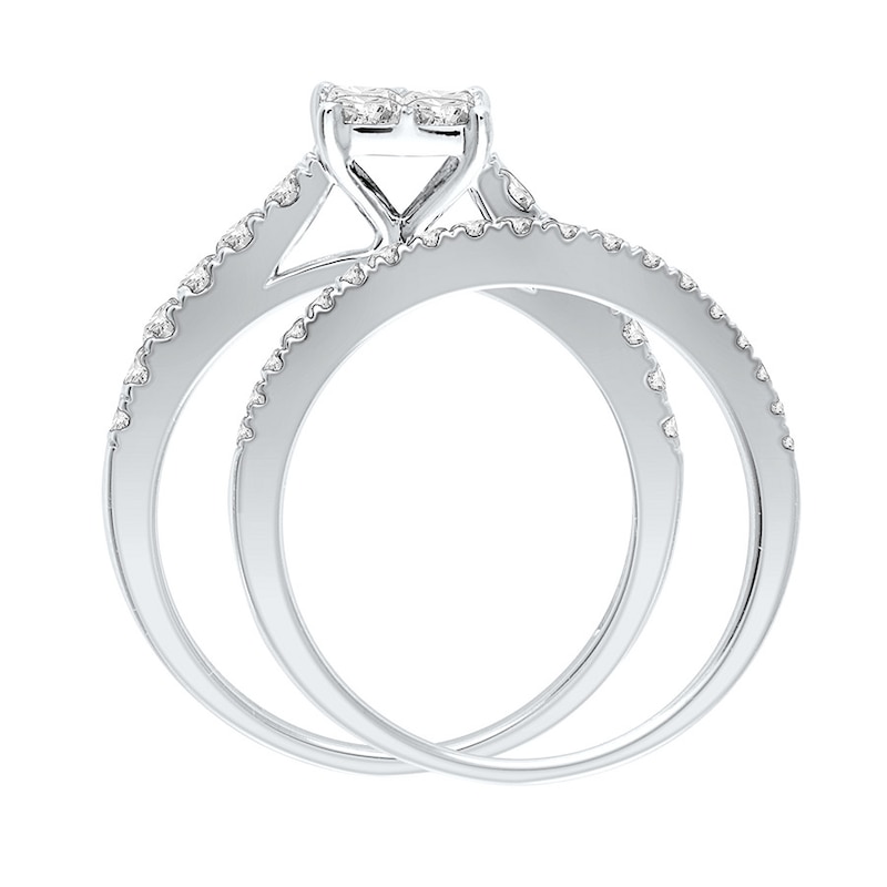 Main Image 2 of Previously Owned Diamond Bridal Set 7/8 ct tw Princess-cut 14K White Gold