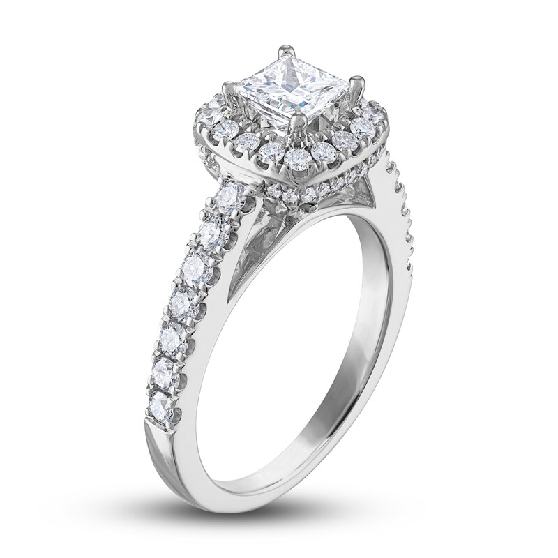 Main Image 2 of Previously Owned Vera Wang WISH Diamond Engagement Ring 1-1/2 ct tw Princess/Round 14K White Gold