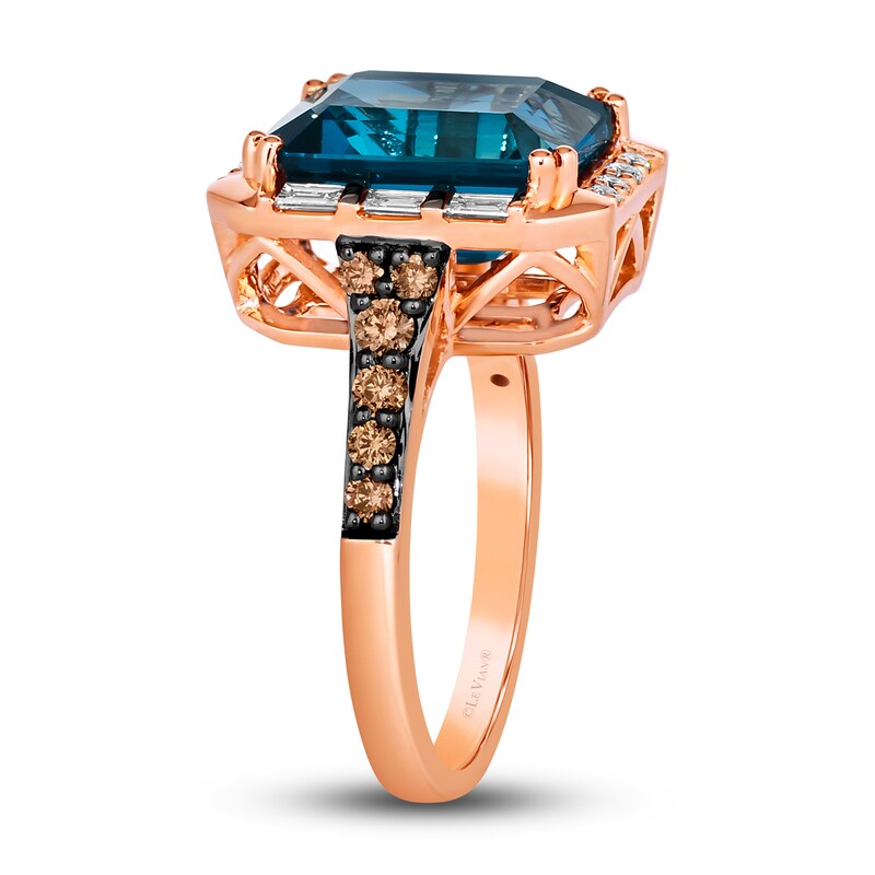 Main Image 4 of Previously Owned Le Vian Natural Blue Topaz Ring 5/8 ct tw Round 14K Strawberry Gold