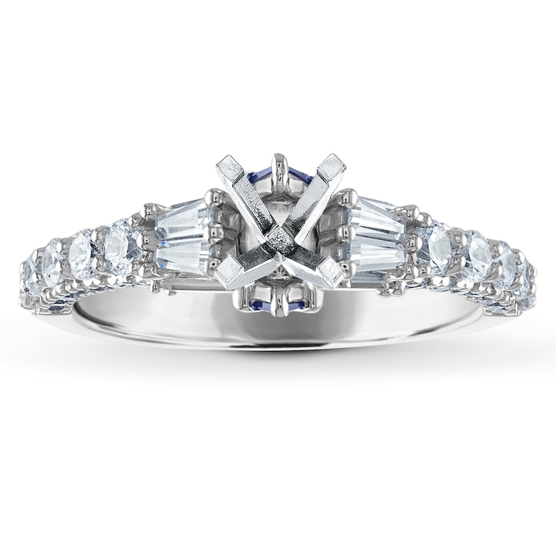 Main Image 1 of Previously Owned Vera Wang WISH Diamond Ring Setting 7/8 ct tw Baguette/Round 14K White Gold