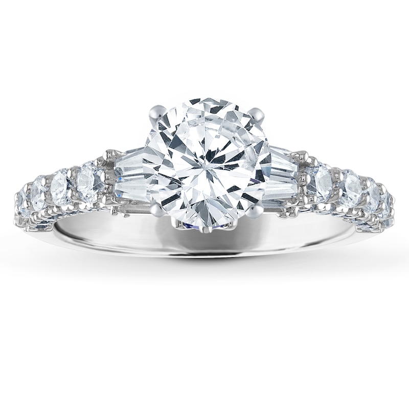 Main Image 3 of Previously Owned Vera Wang WISH Diamond Ring Setting 7/8 ct tw Baguette/Round 14K White Gold