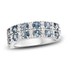 Thumbnail Image 1 of Previously Owned Montana Blue Natural Sapphire Ring 1/3 ct tw Diamonds 10K White Gold
