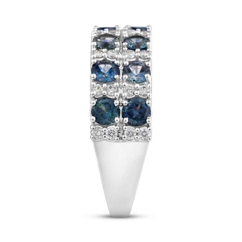 Main Image 3 of Previously Owned Montana Blue Natural Sapphire Ring 1/3 ct tw Diamonds 10K White Gold