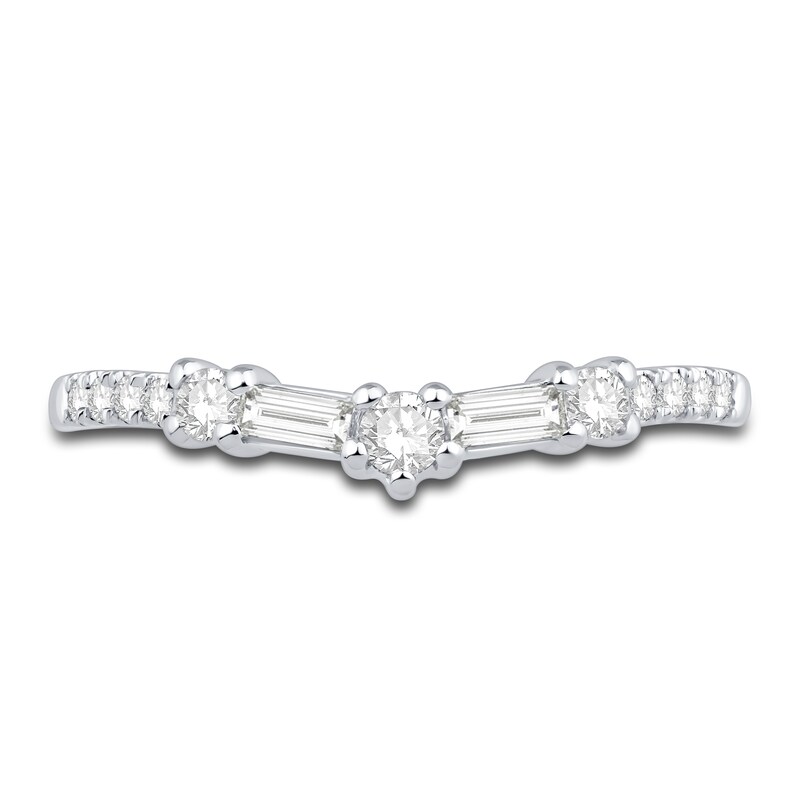 Main Image 3 of Previously Owned Diamond Contour Anniversary Band 1/3 ct tw Baguette/Round Platinum