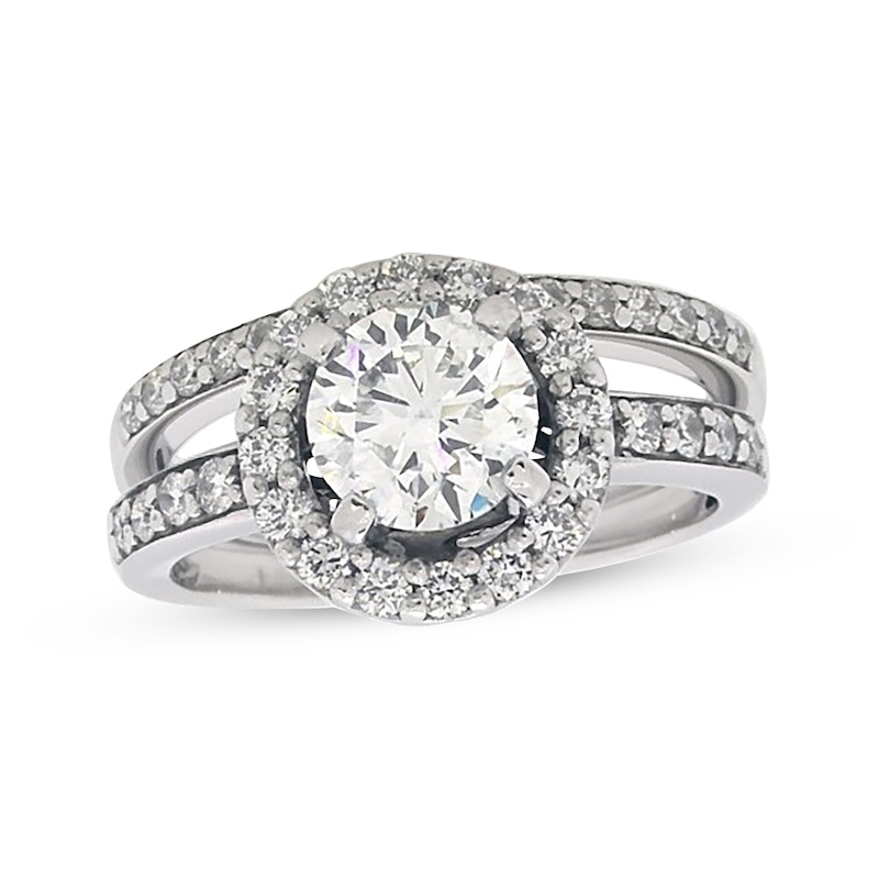 Main Image 1 of Previously Owned Diamond Bridal Set 1-1/3 ct tw Round 14K White Gold