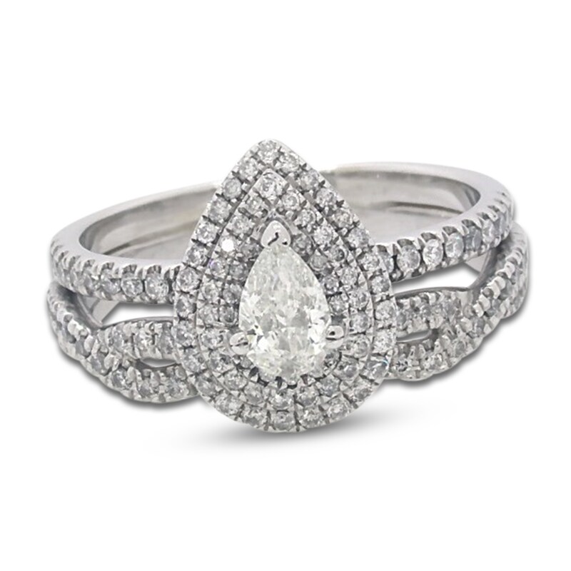 Previously Owned Diamond Bridal Set 1 ct tw Pear/Round 14K White Gold
