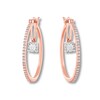 Thumbnail Image 3 of Previously Owned Diamond Hoop Earrings 1/2 ct tw Bezel-set Round 10K Rose Gold