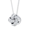 Thumbnail Image 1 of Previously Owned Diamond Love Knot Necklace 1 ct tw Round Sterling Silver