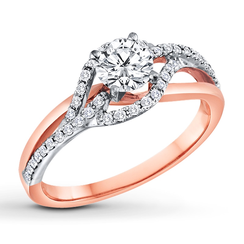 Main Image 1 of Previously Owned Diamond Engagement Ring 5/8 ct tw Round-cut 14K Two-Tone Gold