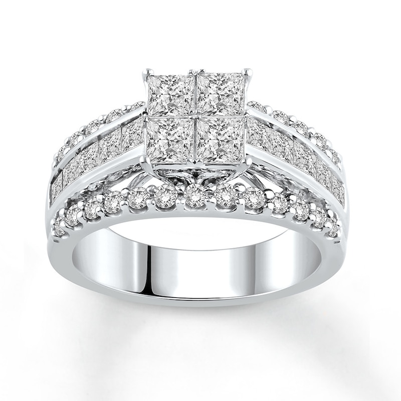 Main Image 1 of Previously Owned Diamond Engagement Ring 2-1/2 ct tw Princess-cut 14K White Gold