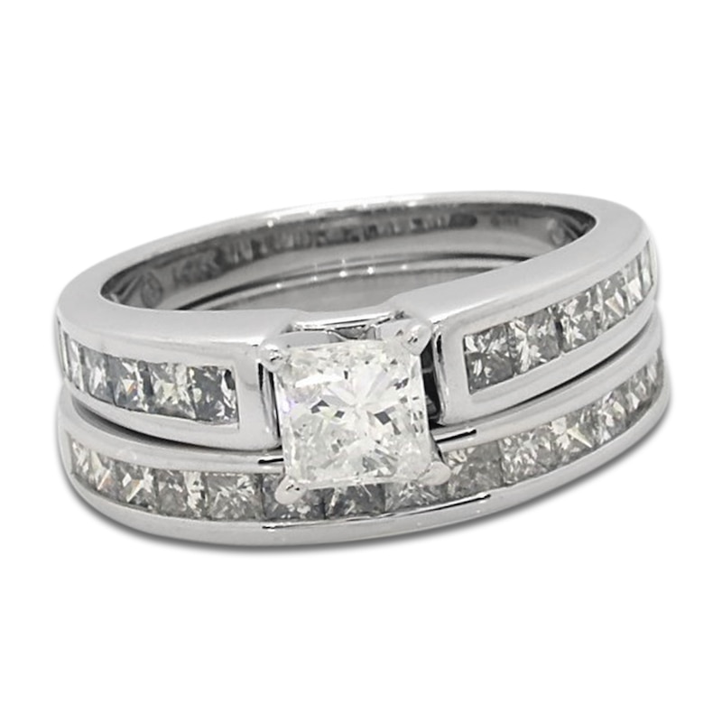 Previously Owned Diamond Bridal Set 1 ct tw Princess 14K White Gold