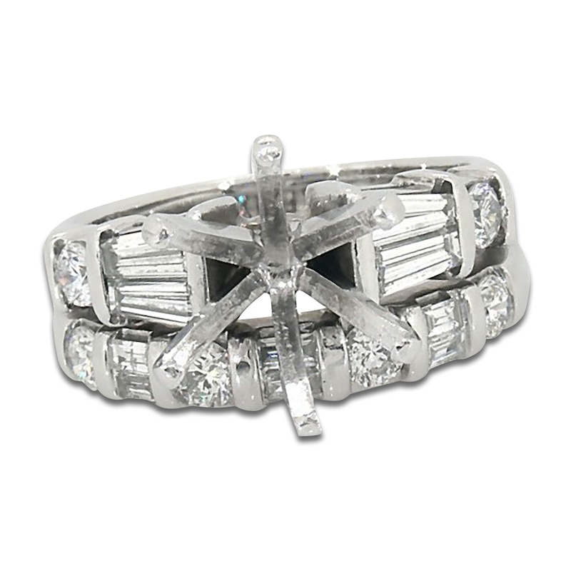 Previously Owned Diamond Bridal Set 1-1/5 ct tw Baguette/Round 14K White Gold
