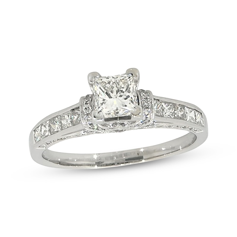 Main Image 1 of Previously Owned Diamond Engagement Ring 1-1/2 ct tw Princess/Round 14K White Gold