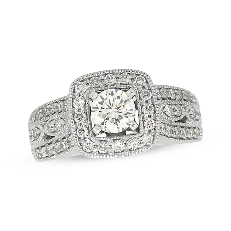 Main Image 1 of Previously Owned Diamond Engagement Ring 1 ct tw Round 14K White Gold
