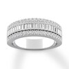 Thumbnail Image 1 of Previously Owned Diamond Anniversary Band 5/8 ct tw Baguette/Round 14K White Gold