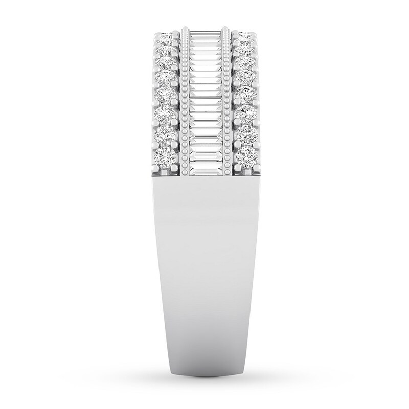 Main Image 3 of Previously Owned Diamond Anniversary Band 5/8 ct tw Baguette/Round 14K White Gold