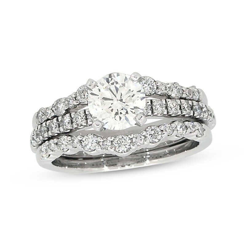 Main Image 1 of Previously Owned Diamond Soldered Bridal Set 1-3/4 ct tw Round 14K White Gold
