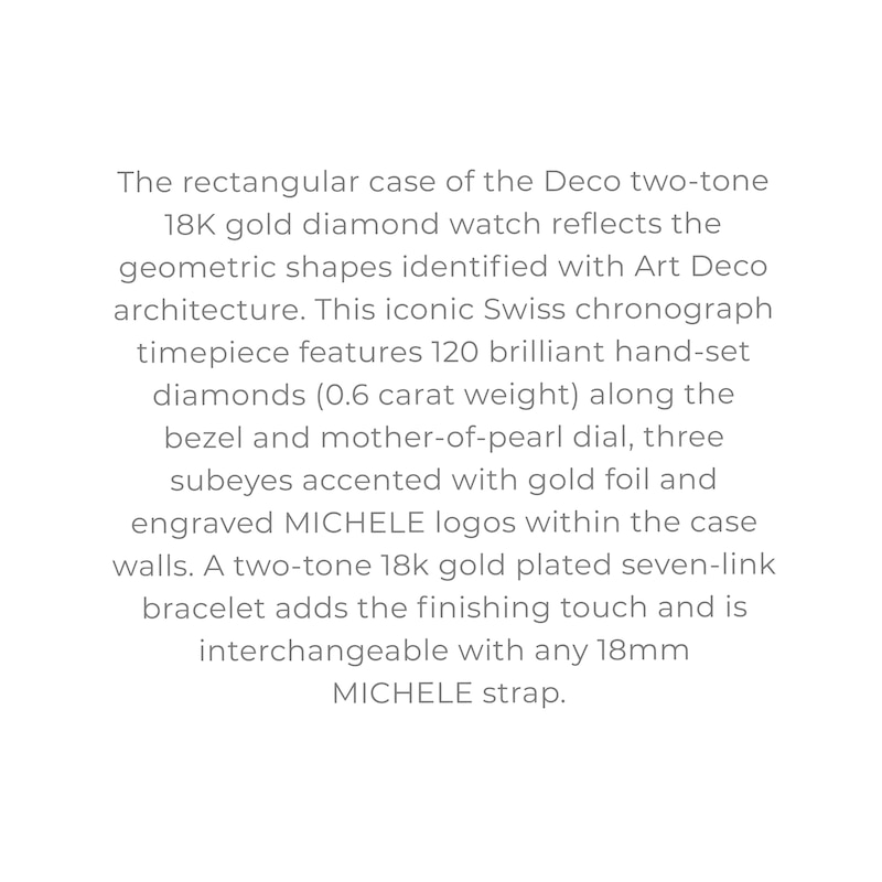 Main Image 4 of Previously Owned MICHELE Women's Deco Chronograph Two-Tone 18K Gold-Plated Stainless Steel Watch MWW06A000776